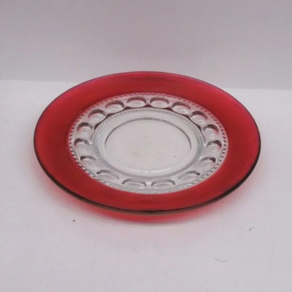 Indiana Glass Crystal Ruby Flashed KINGS CROWN 8 1/4 Inch Salad Plate